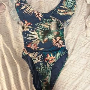 A tropical printed one piece